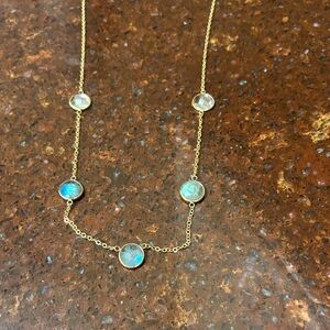 Elegant 14k Gold and Blue stone necklace 18 inches